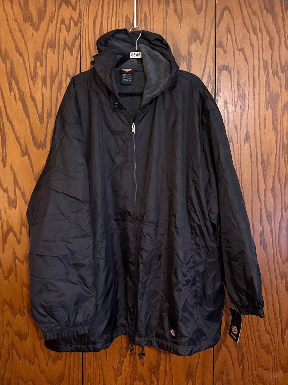 Dickies 33237 Fleece Lined Hooded Nylon Jacket Black 5XL NWT